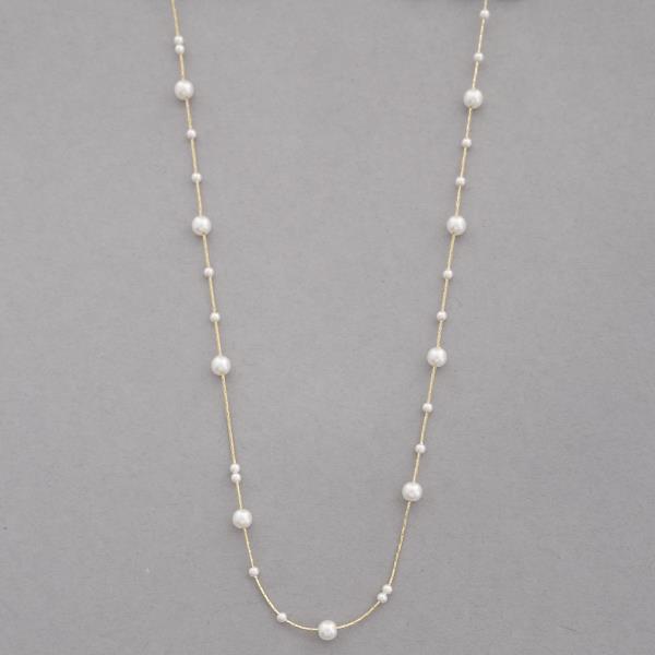 PEARL BEAD STATION NECKLACE