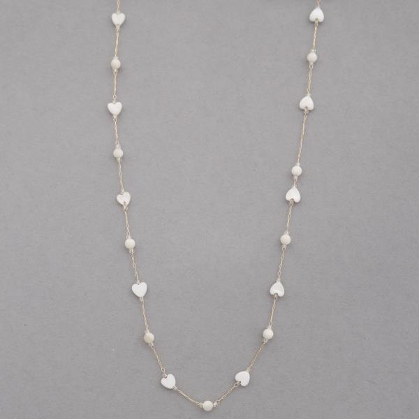 HEART PEARL BEAD STATION NECKLACE