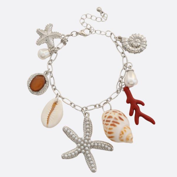 STARFISH SEASHELL MULTI CHARM BRACELET