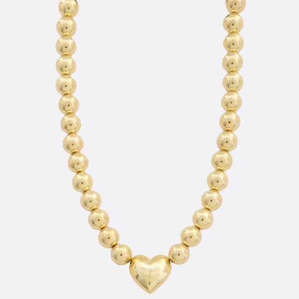 SDJ PUFFY HEART BALL BEAD NECKLACE