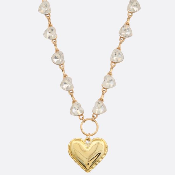 SDJ HEART PENDANT HEART CRYSTAL LINK NECKLACE