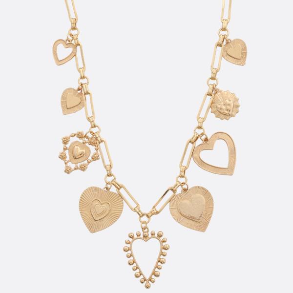 HEART CHARM OVAL LINK STATION NECKLACE