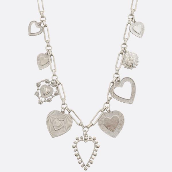 HEART CHARM OVAL LINK STATION NECKLACE