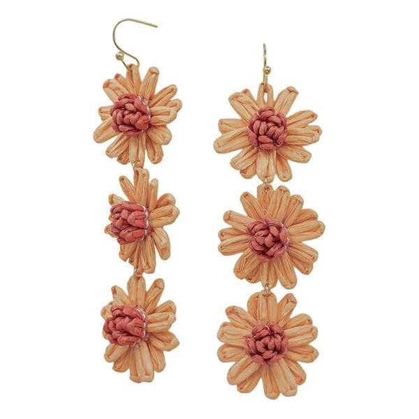 3 PAPER FLOWERS DROP EARRING