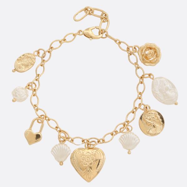 FILIGREE HEART SEASELL PEARL BEAD BRACELET