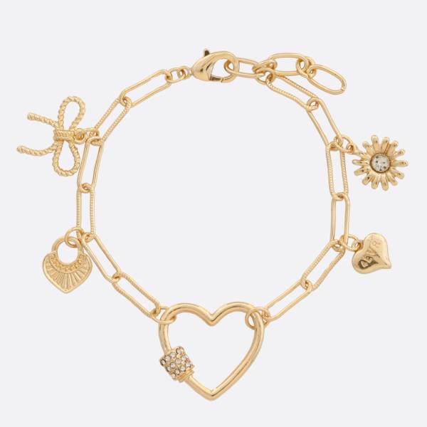 HEART SHAPE OVAL LINK METAL BRACELET