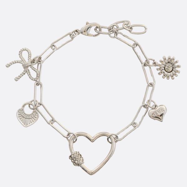 HEART SHAPE OVAL LINK METAL BRACELET