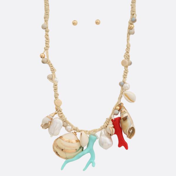 SEA LIFE MULTI CHARM BEADED NECKLACE