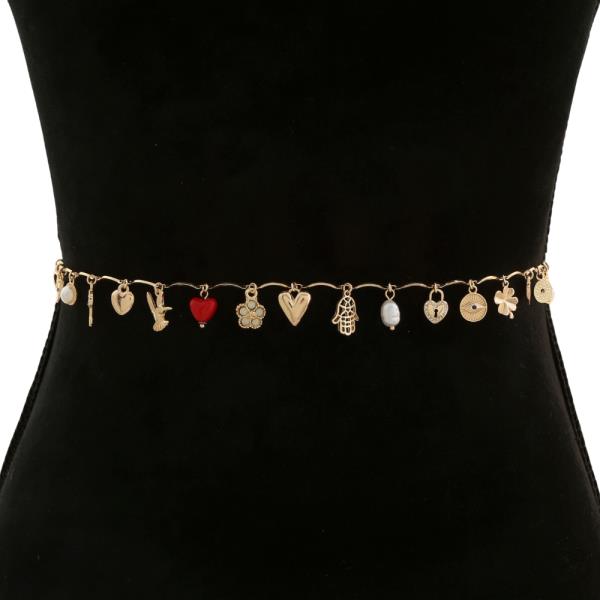 HEART PEARL BEAD ASSORTED CHARM BELT