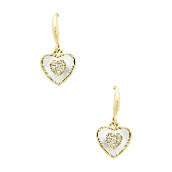 GOLD DIPPED HEART DANGLE EARRING