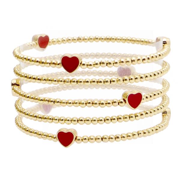 5 ROW HEART AND CCB BRACELET