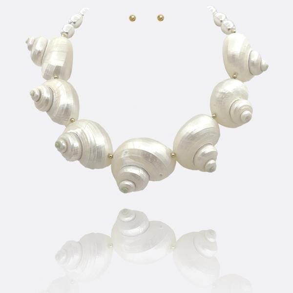 ALL AROUND NATURAL SHELL LINKED NECKLACE