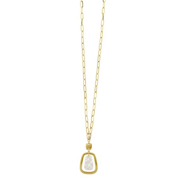 ACETATE METAL PENDANT LONG NECKLACE