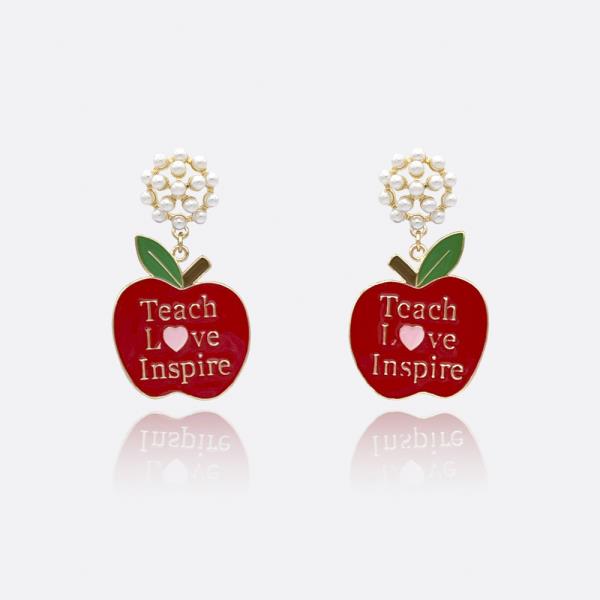 SCHOOL APPLE EPOXY EARRING