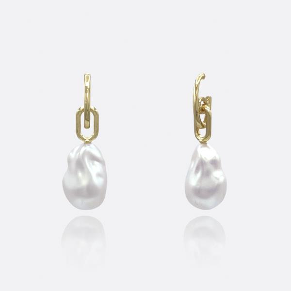 DOUBLE LINKED PEARL DROP EARRING