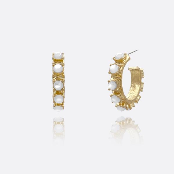 ROUGH TEXTURED STONE HOOP EARRING