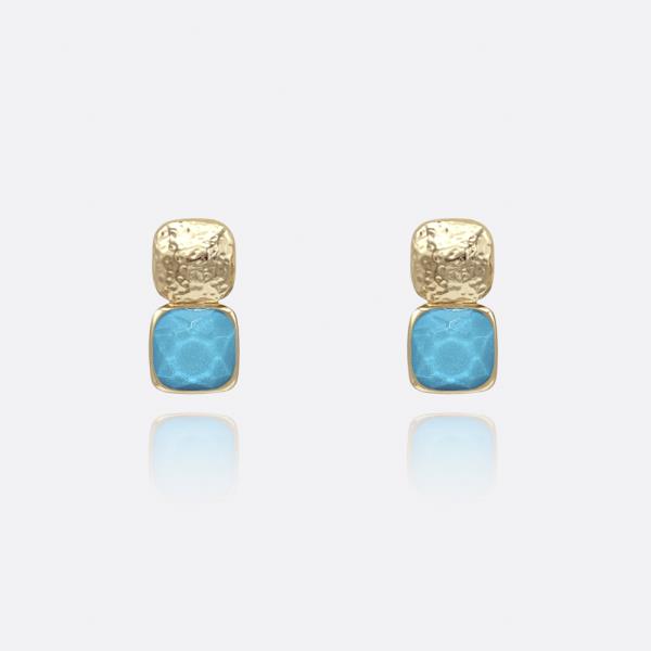 BOLD FACETED STONE STUD EARRING