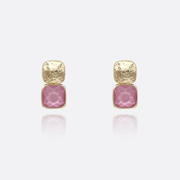 BOLD FACETED STONE STUD EARRING