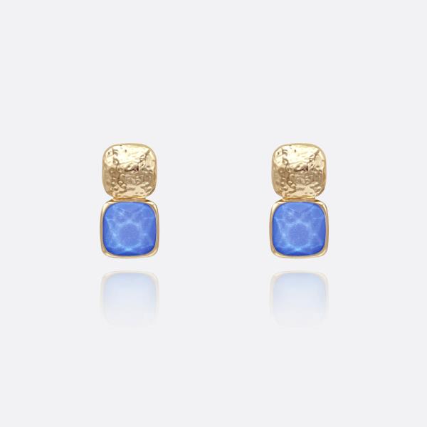 BOLD FACETED STONE STUD EARRING