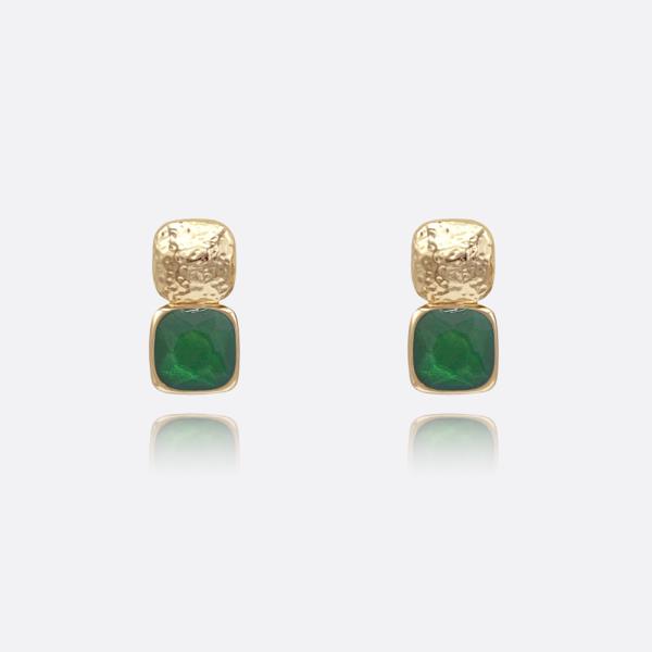 BOLD FACETED STONE STUD EARRING