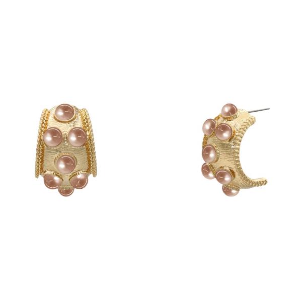 ANTIQUE GOLD HOOP W ACR CAT`S EYE EARRING