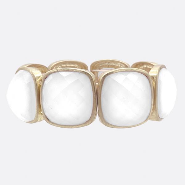 BOLD FACETED STONE STRETCH BRACELET