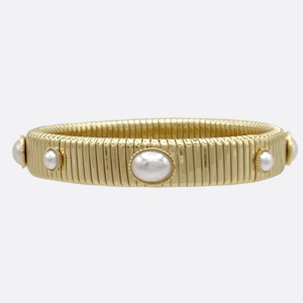 PEARL RIBBED BANGLE BRACELET