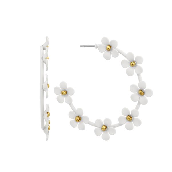 COLOR FLOWERS HOOP EARRING