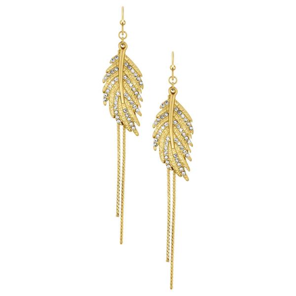 CRYSTAL LEAF STRING EARRING