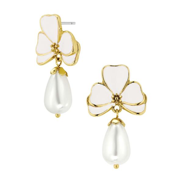 FLOWER PEARL DANGLE EARRING