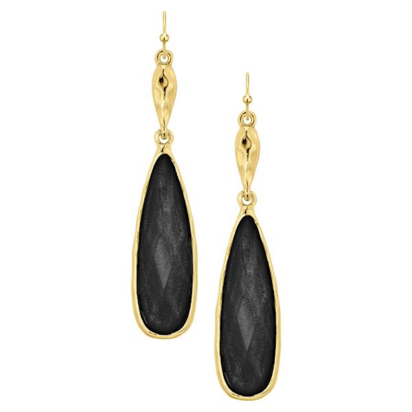 EPOXY STONE COLOR DANGLE TEARDROP EARRING
