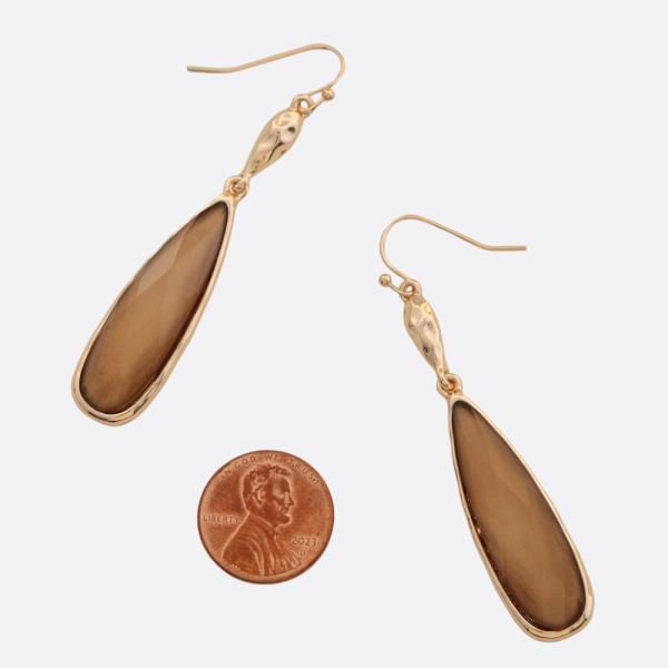 EPOXY STONE COLOR DANGLE TEARDROP EARRING