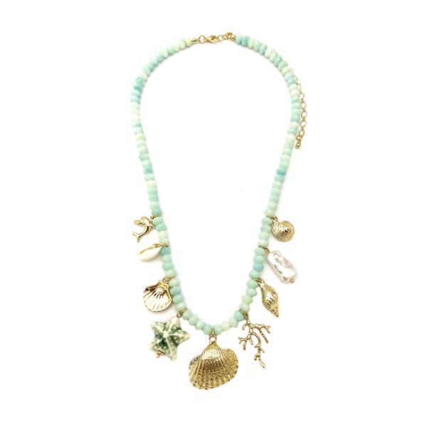 SEMI STONE SHORT SEA LIFE CHARMS NECKLACE