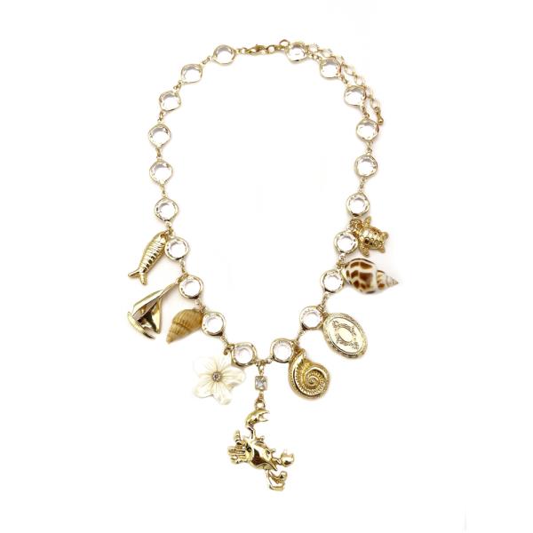 CRYSTAL BD SHORT MIXED CHARMS NECKLACE