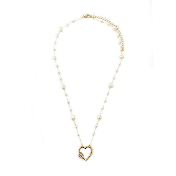 PEARL HEART PENDANT NECKLACE