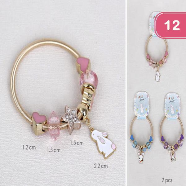 HAPPY EASTER RABBIT BANGLE BRACELET (12 UNITS)