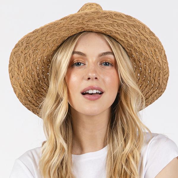 STRAW SUN HAT WITH STRAW BRAIDED EVIL EYE