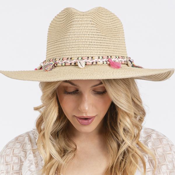 BOHO TASSEL BAND STRAW SUN HAT