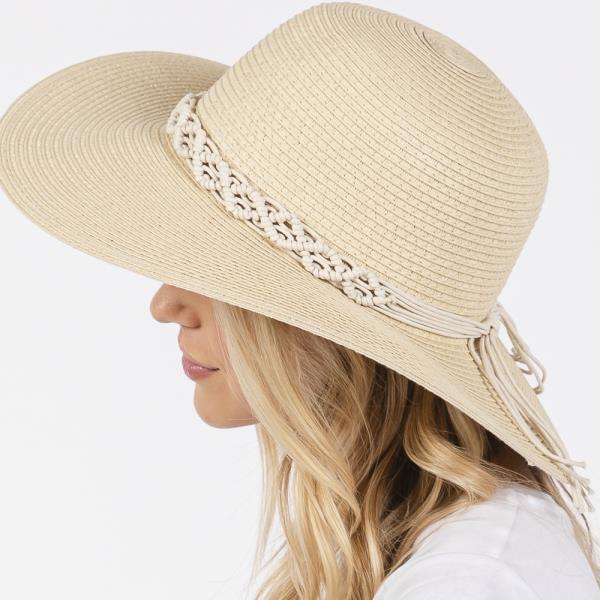 BRAIDED STRAP STRAW SUN HAT