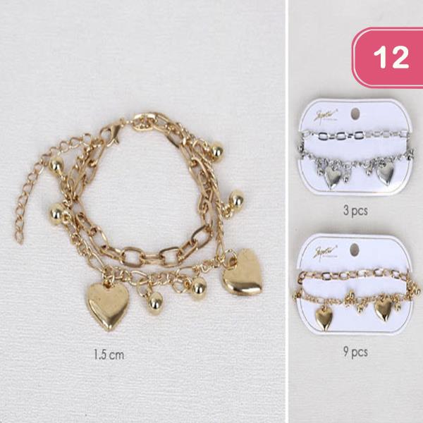 METAL HEART BRACELET (12 UNITS)