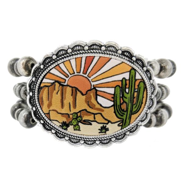 WESTERN NAVAJO TOOLED STERTCH BRACELET