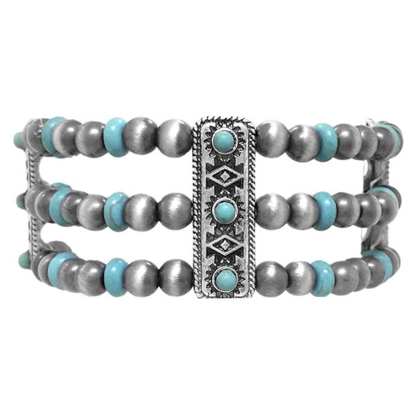 WESTERN NAVAJO W/TQ BEAD 3 STRANDS BRACELET