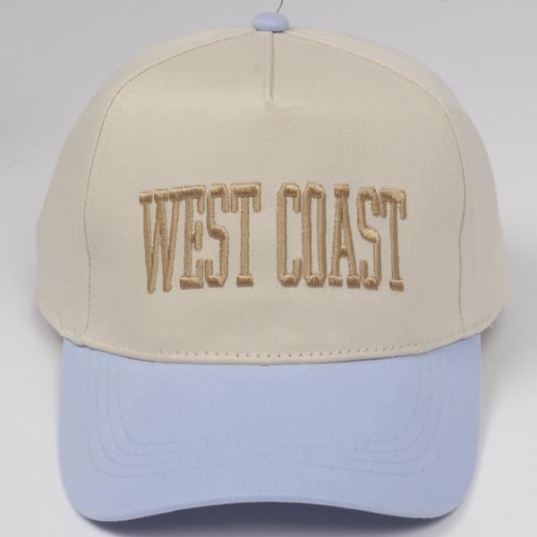 WEST COAST EMB TWO TONE 5 PANEL BASEBALL CAP