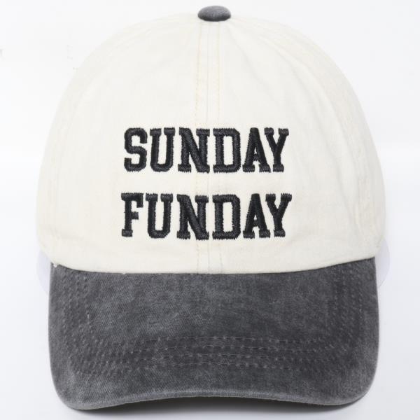 SUNDAY FUNDAY EMBROIDERY IN TWO TONE BASEBALL CAP