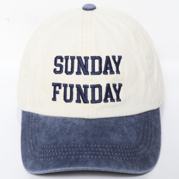 SUNDAY FUNDAY EMBROIDERY IN TWO TONE BASEBALL CAP