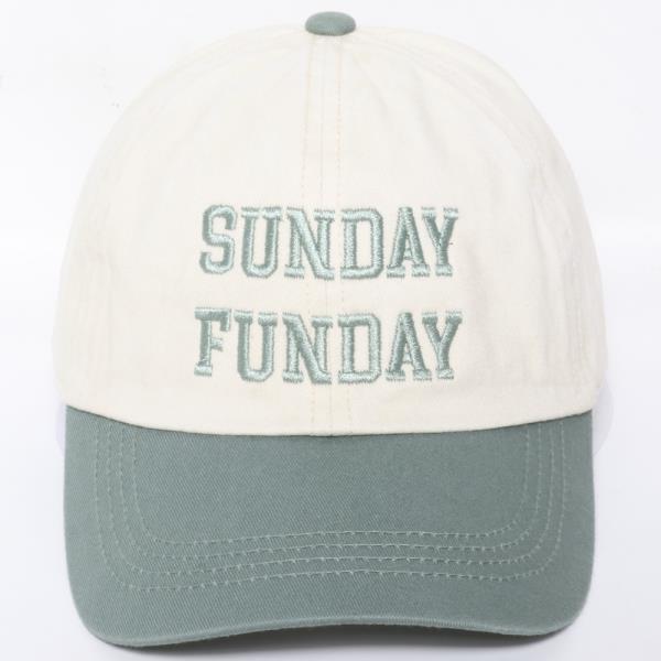 SUNDAY FUNDAY EMBROIDERY IN TWO TONE BASEBALL CAP