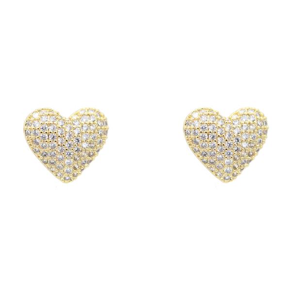 GOLD PLATED CZ HEART EARRINGS