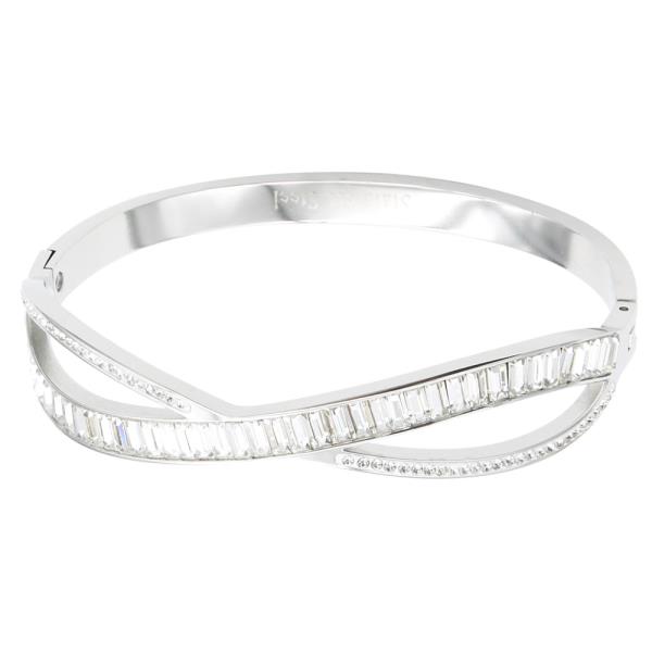 STAINLESS STEEL WITH CLEAR CZ BANGLE BRACELETS