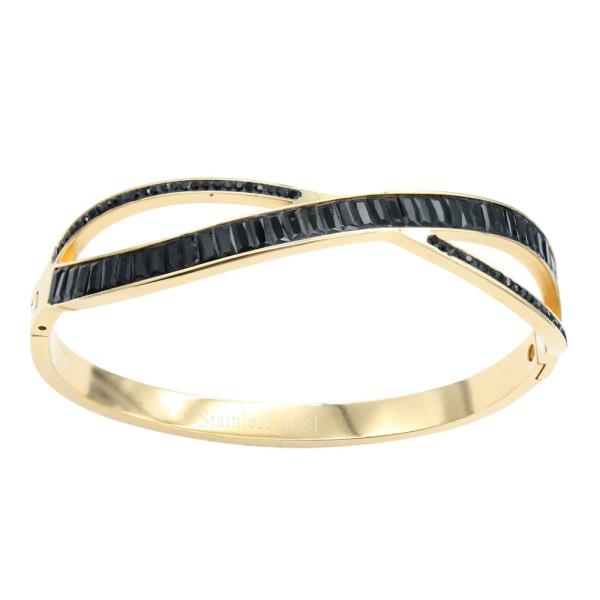 STAINLESS STEEL WITH CLEAR CZ BANGLE BRACELETS