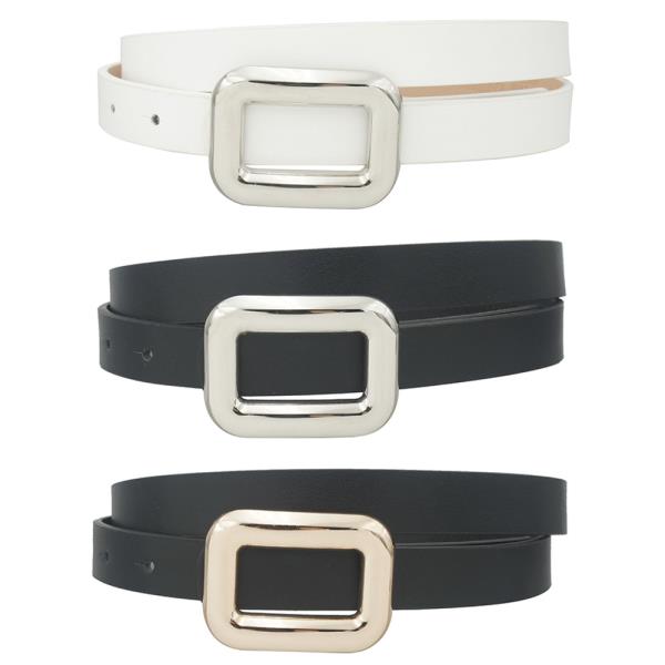 BUBBLE RECTANGLE BUCKLE SKINNY BELT TRIO